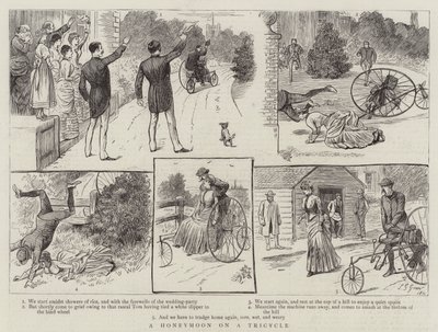 Eine Hochzeitsreise auf einem Dreirad (Gravur) von English School