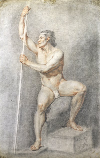 Männlicher Akt mit einem Stab, ca. 1770 von English School