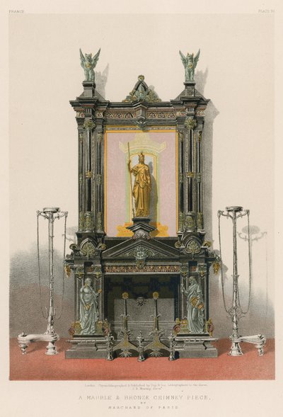 Ein Kamin aus Marmor und Bronze von Marchand, Paris von English School