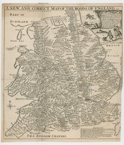 Eine neue und korrekte Karte der Straßen von England von English School