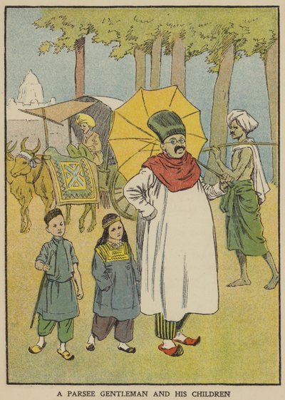 Ein Parsee-Gentleman und seine Kinder von English School