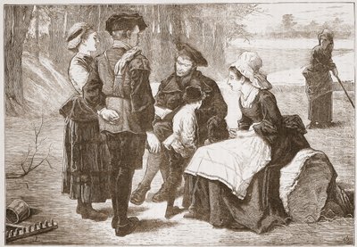 Ein protestantischer Arbeiter aus Meaux liest seinen Freunden die Heilige Schrift vor, Illustration aus The History of Protestantism von James Aitken Wylie, veröffentlicht 1878 von English School