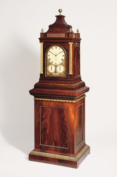 Regency-Riesenviertel-Schlagwerk-Acht-Tage-Drehtisch-Musikorgeluhr, ca. 1820 von English School
