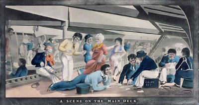 Eine Szene auf dem Hauptdeck, veröffentlicht von I.W. Laird, 1841 von English School