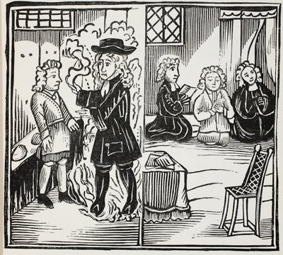 Eine schreckliche und zeitgemäße Warnung an junge Männer, Illustration aus Chap-books of the Eighteenth Century von John Ashton, veröffentlicht 1882 von English School