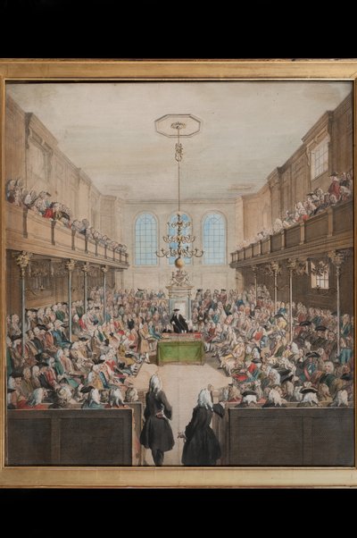 Ansicht des House of Lords, graviert von B. Cole (handkolorierte Gravur) von English School