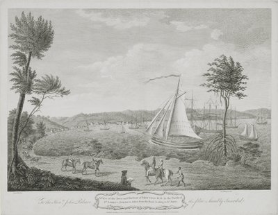 Ansicht der Stadt und des Hafens von Montego Bay, in der Pfarrei St. James, Jamaika, von der Straße nach St. Ann