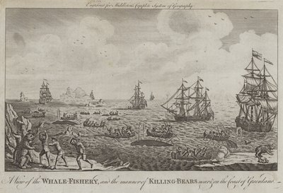 Eine Ansicht der Walfischerei und der Art und Weise, Bären in der Nähe und an der Küste Grönlands zu töten von English School