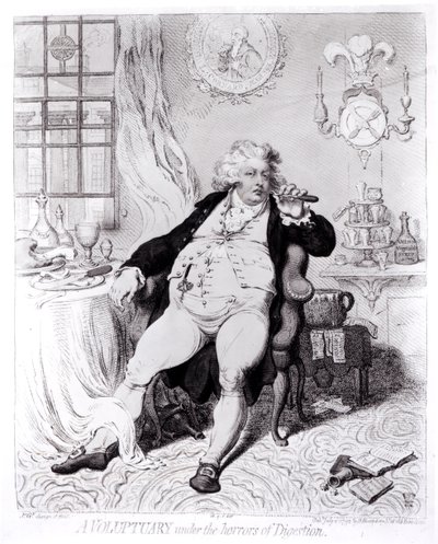 Ein Schlemmer unter den Schrecken der Verdauung, veröffentlicht 1792 von English School