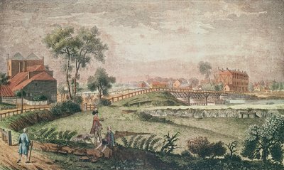 Westansicht der Chelsea Bridge, 1761 von English School