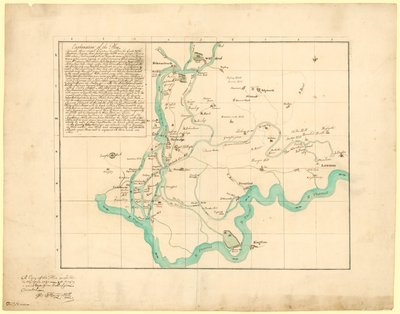 Eine Kopie des im Jahr 1721 geplanten Plans zur Einführung eines neuen Flusses von Uxbridge, korrigiert am 6. Februar 1766 von English School