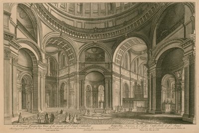Eine kuriose Perspektive des Inneren der St. Pauls Kathedrale, London von English School