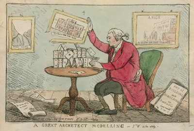 Ein großer Architekt modelliert - Karikatur von Sir William Chambers, Architekt des Somerset House von English School