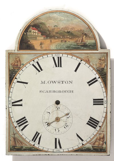 Ein spätgeorgianisches oder Regency bemaltes Langgehäuse-Uhrzifferblatt, ca. 1810 von English School