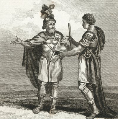 Ein Treffen zwischen Scipio und Hannibal (Gravur) von English School