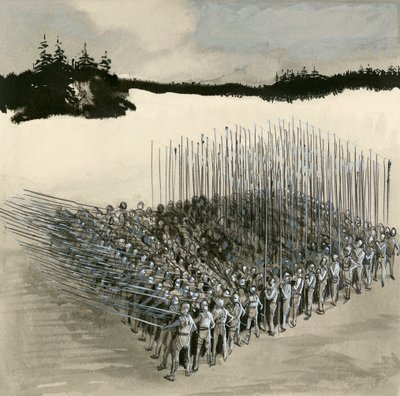 Eine Phalanx antiker griechischer Soldaten von English School