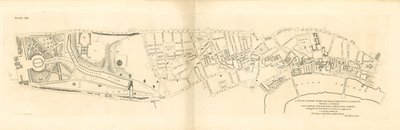 Ein Plan des Hyde Parks und eines Teils der City of London, der eine Position für einen Königspalast zeigt von English School