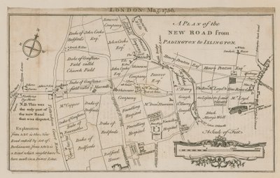 Ein Plan der neuen Straße von Paddington nach Islington von English School