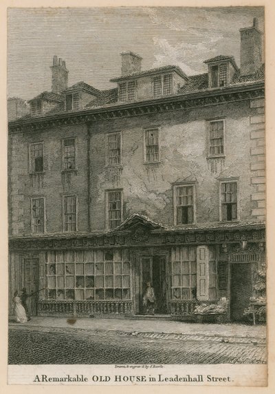 Ein bemerkenswertes altes Haus in der Leadenhall Street, London von English School