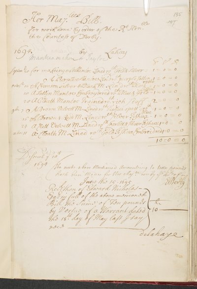 Ein königliches Dokument, Add MS 5751 A, f.135 von English School