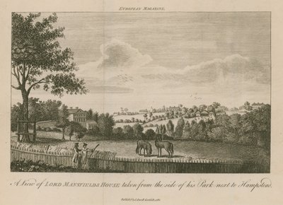 Eine Ansicht von Lord Mansfields Haus, aufgenommen von der Seite seines Parks neben Hampstead von English School