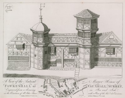 Ansicht des alten Herrenhauses von Fawkeshall oder Vauxhall von English School