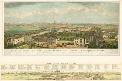 Ansicht der Städte London und Westminster mit den Vororten und umliegenden Gebieten von English School