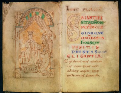Königin Emma, Ehefrau von Ethelred II und Cnut, erhält das Buch von seinem Autor; Kapital 