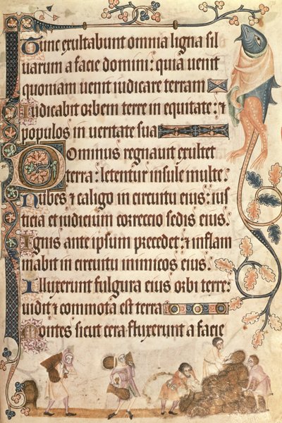 Getreidegarben stapeln, aus dem Luttrell-Psalter, begonnen vor 1340 für Sir Geoffrey Luttrell von English School