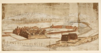 Ansicht von Wotton mit dem Garten, der Grotte und der Umgebung (ca. 1650) von English School