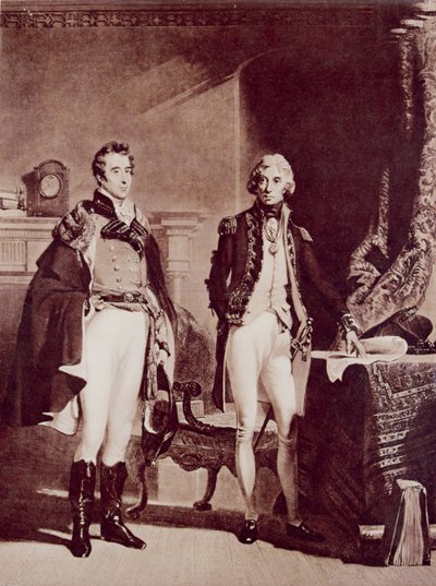 Admiral Nelson (1758-1805) mit Colonel Sir Arthur Wellesley (1769-1852), Herzog von Wellington von English School