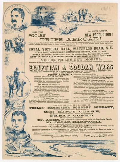 Werbung für Joseph Pooles Reisen ins Ausland, Royal Victoria Hall, Walterloo Road, London von English School