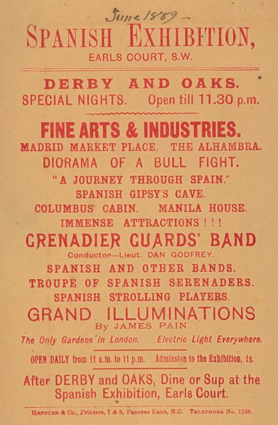 Werbung für die Spanische Ausstellung, Earls Court von English School