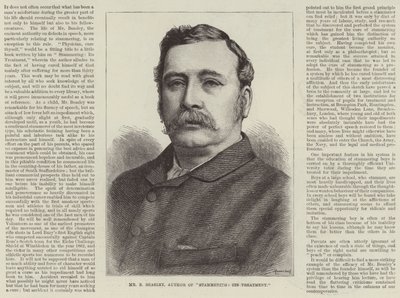 Werbung, Mr B Beasley, Autor von "Stottern, seine Behandlung" (Gravur) von English School