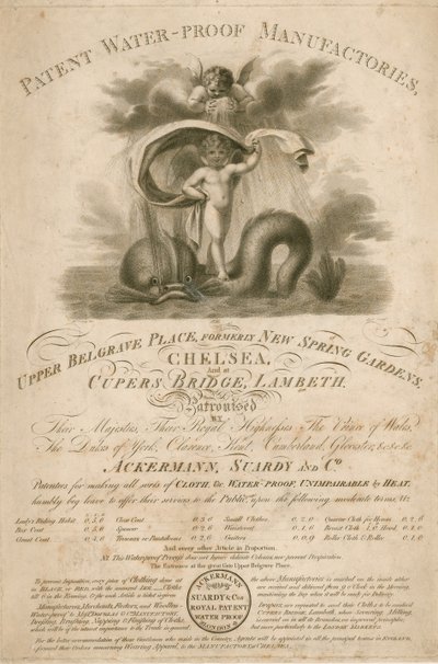 Werbung für Ackermann, Stardy & Co., Patent-Wasserdichte Fabriken von English School