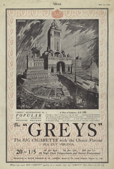 Werbung für Greys Zigaretten von English School