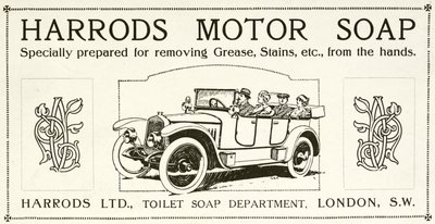 Werbung für Harrods Motorseife von English School