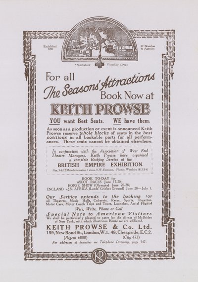 Werbung für Keith Prowse von English School