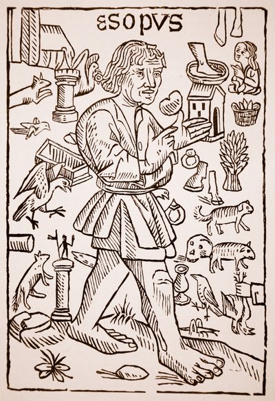 Äsop, Frontispiz zu Äsops Fabeln von William Caxton von English School