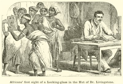 Afrikaner sehen zum ersten Mal einen Spiegel in der Hütte von Dr. Livingstone von English School