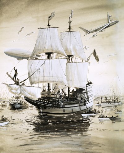 Alan Villiers rekonstruiert die Mayflower der Pilgerväter und segelt über den Atlantik von English School