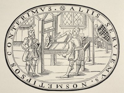 Eine englische Druckerei, 1619 von English School
