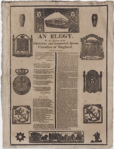 Eine Elegie zum Gedenken an Königin Caroline von England von English School