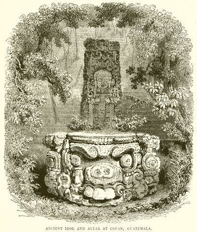 Alter Götze und Altar in Copan, Guatemala von English School