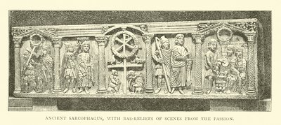 Antiker Sarkophag mit Basreliefs von Szenen aus der Passion von English School