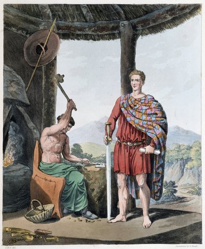 Alter Schmied und Eisenmacher - in „Celts and Goths, customs of the inhabitants of the British Isles of the early 6th century and of the Goth nations of the west coast of the Baltic“, von S.R. Meyrick und Ch. Smith von English School