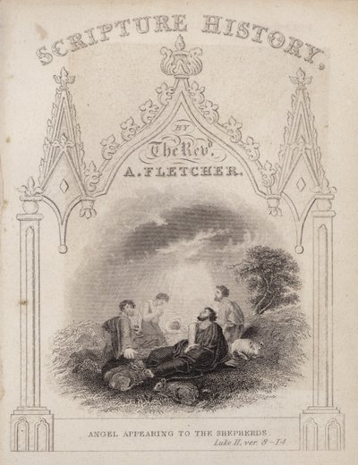 Engel erscheint den Hirten, Lukas II, Vers 8-14 von English School