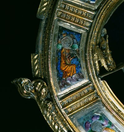Engel, der ein Blasinstrument spielt, Detail vom Krummstab von William of Wykeham (ca. 1320-1404) von English School