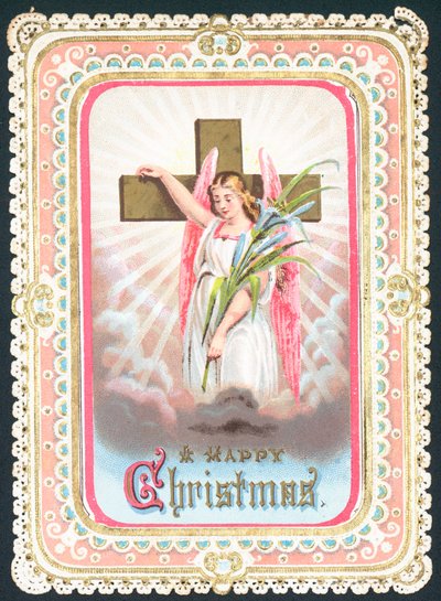 Engel mit Kreuz, Weihnachtskarte von English School