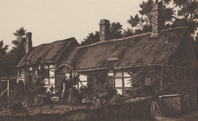 Anne Hathaways Cottage, Stratford on Avon (Lithografie) von English School